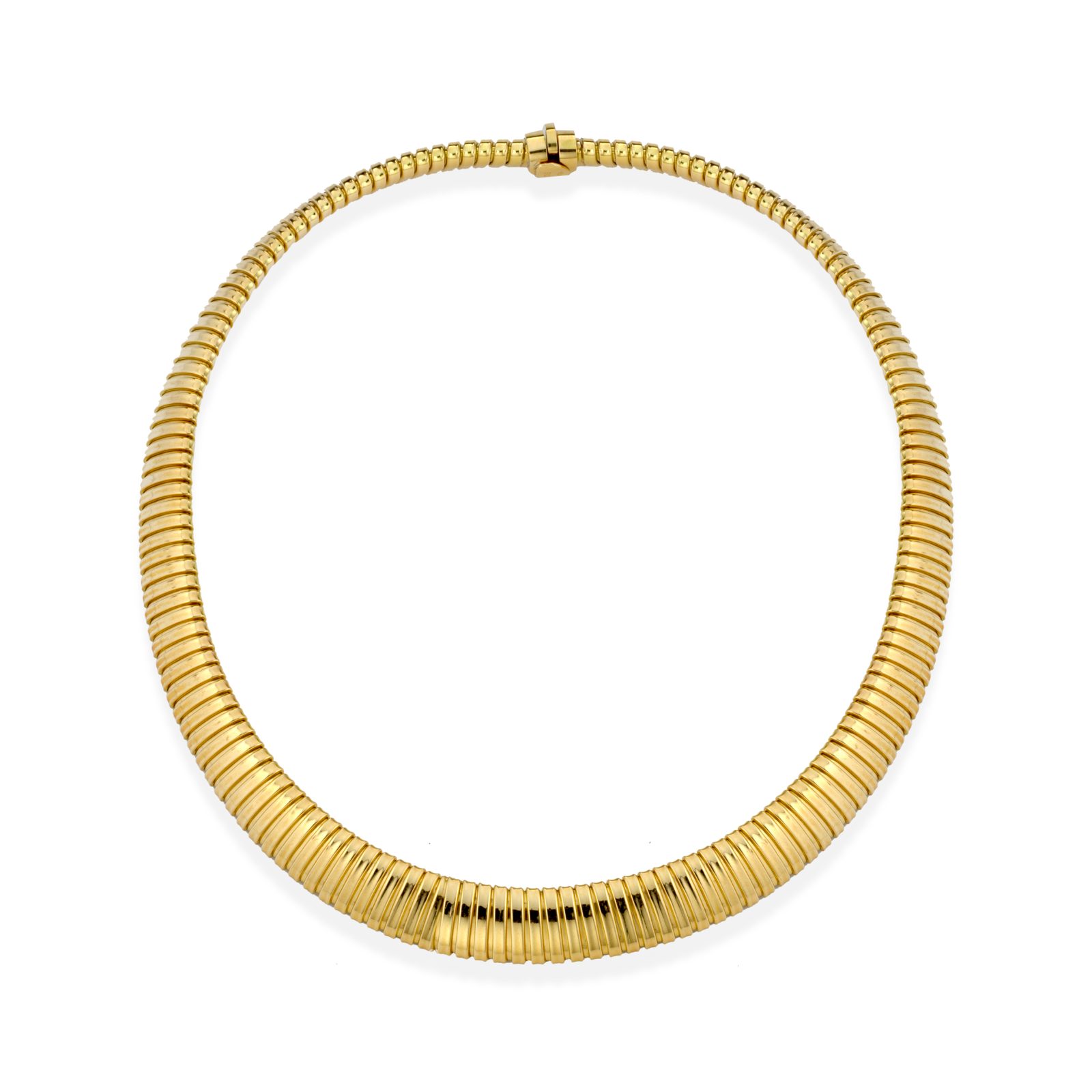 PROVA – 18KT GOLD 10MM WIDE FLAT TUBOGAS NECKLACE GOLD & STEEL